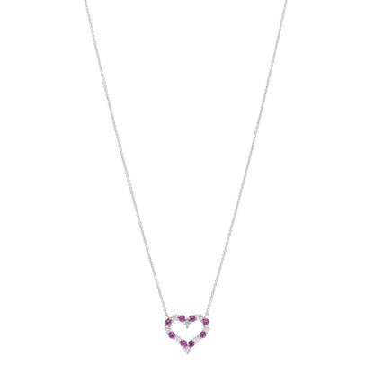 Tiffany Platinum Diamond Pink Sapphire Heart Pendant Necklace 1 of 5