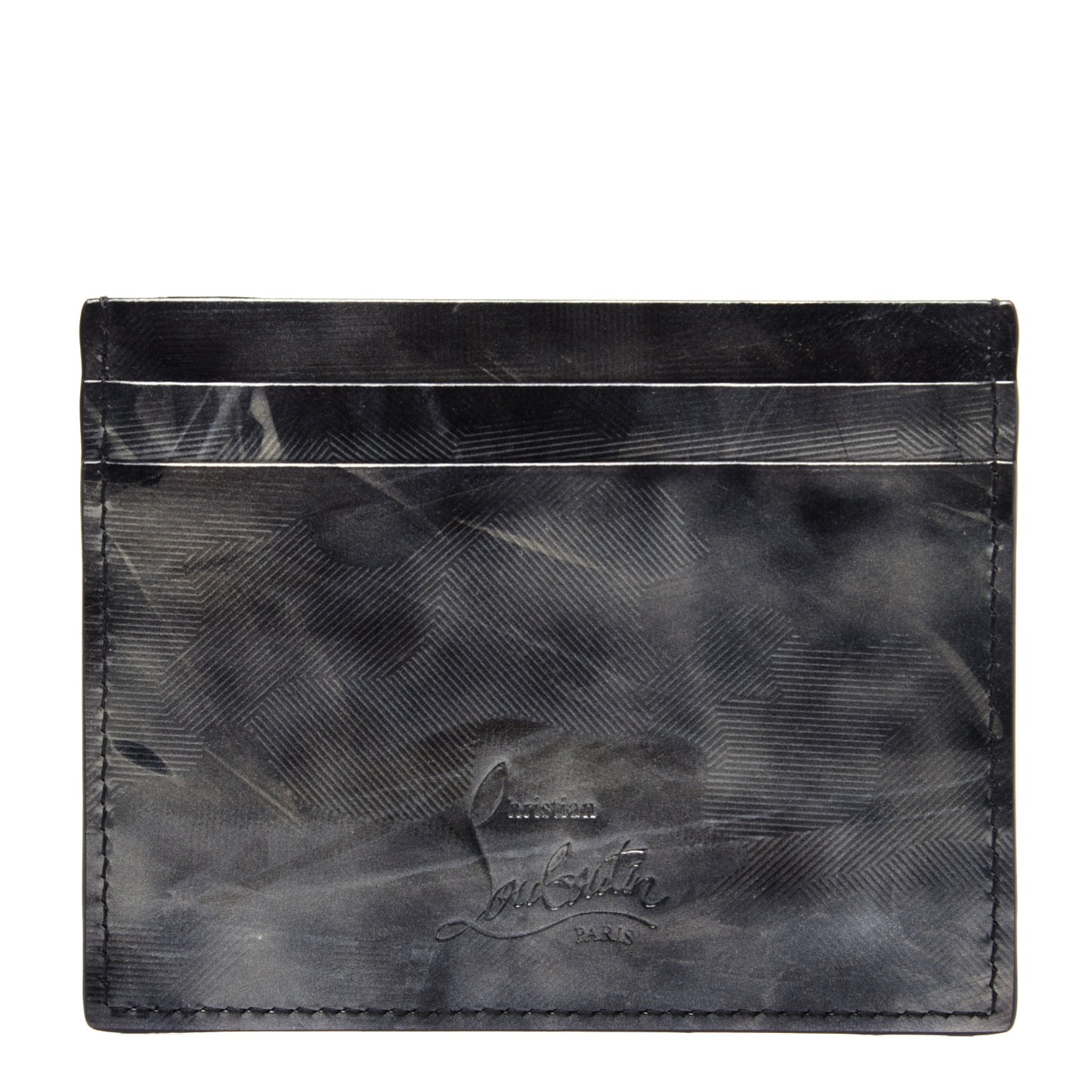Textured Calfskin Print Card Holder Grey