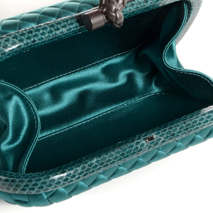 Bottega Veneta Satin Intreccio Impero Ayers Knot Clutch Teal 5 of 6