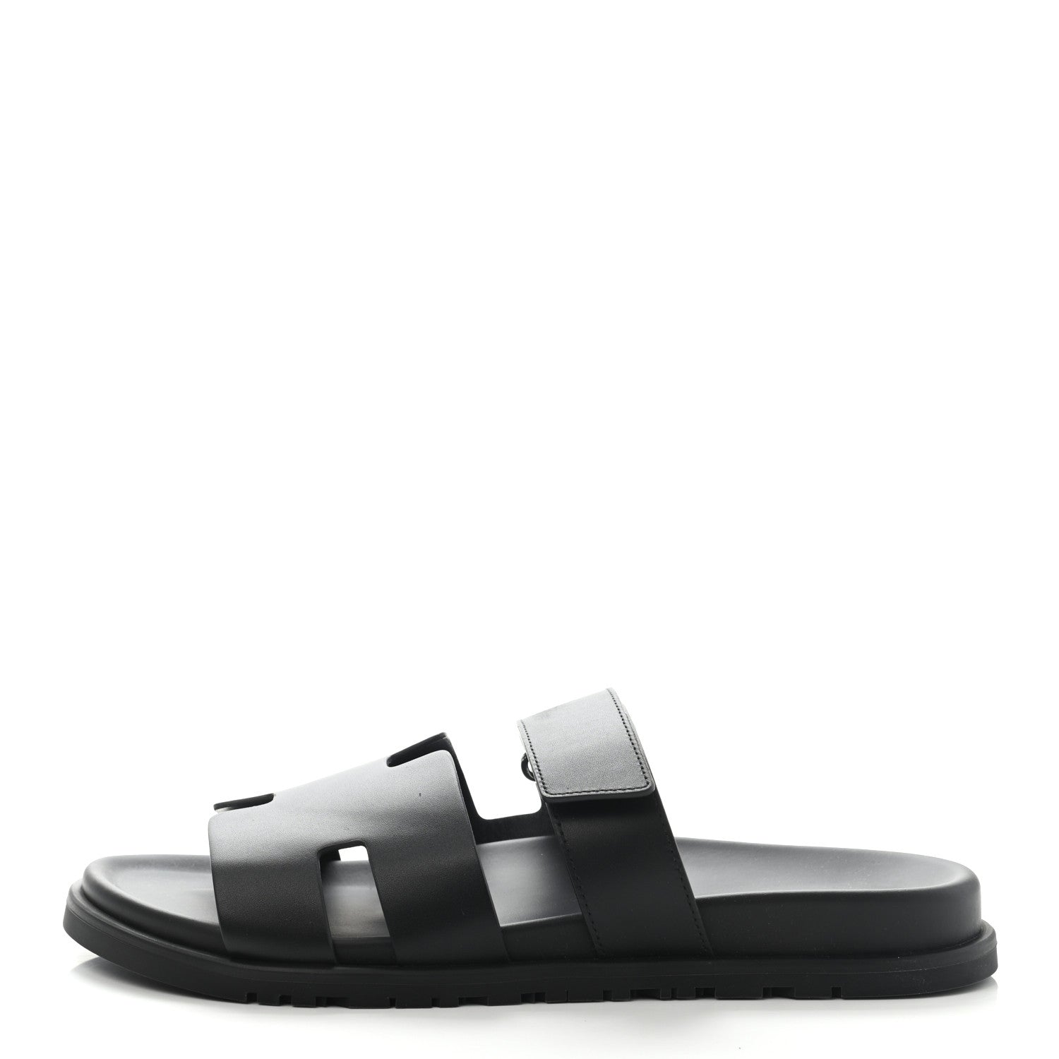 Hermes Calfskin Mens Chypre Sandals 44 Black 1 of 8