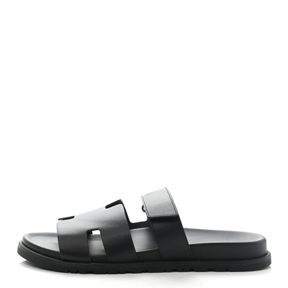 Hermes Calfskin Mens Chypre Sandals 44 Black 1 of 8