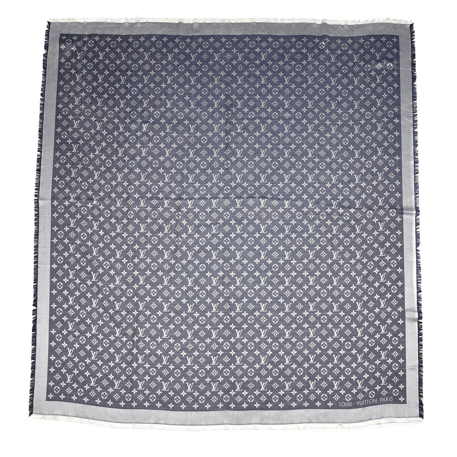 Louis Vuitton Silk Wool Monogram Denim Shawl Blue 1 of 4