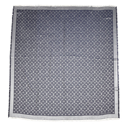 Louis Vuitton Silk Wool Monogram Denim Shawl Blue 1 of 4