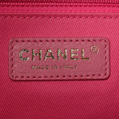 Chanel Straw Raffia Calfskin Striped Medium Deauville Tote Dark Beige Fuchsia Navy Blue 6 of 11