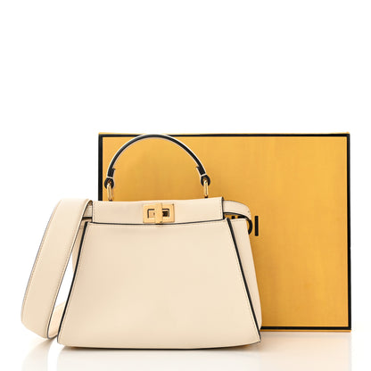 Fendi Vitello Seta Suede FF Mini Peekaboo Iconic Satchel Uovo Sigaro Marrone 12 of 12
