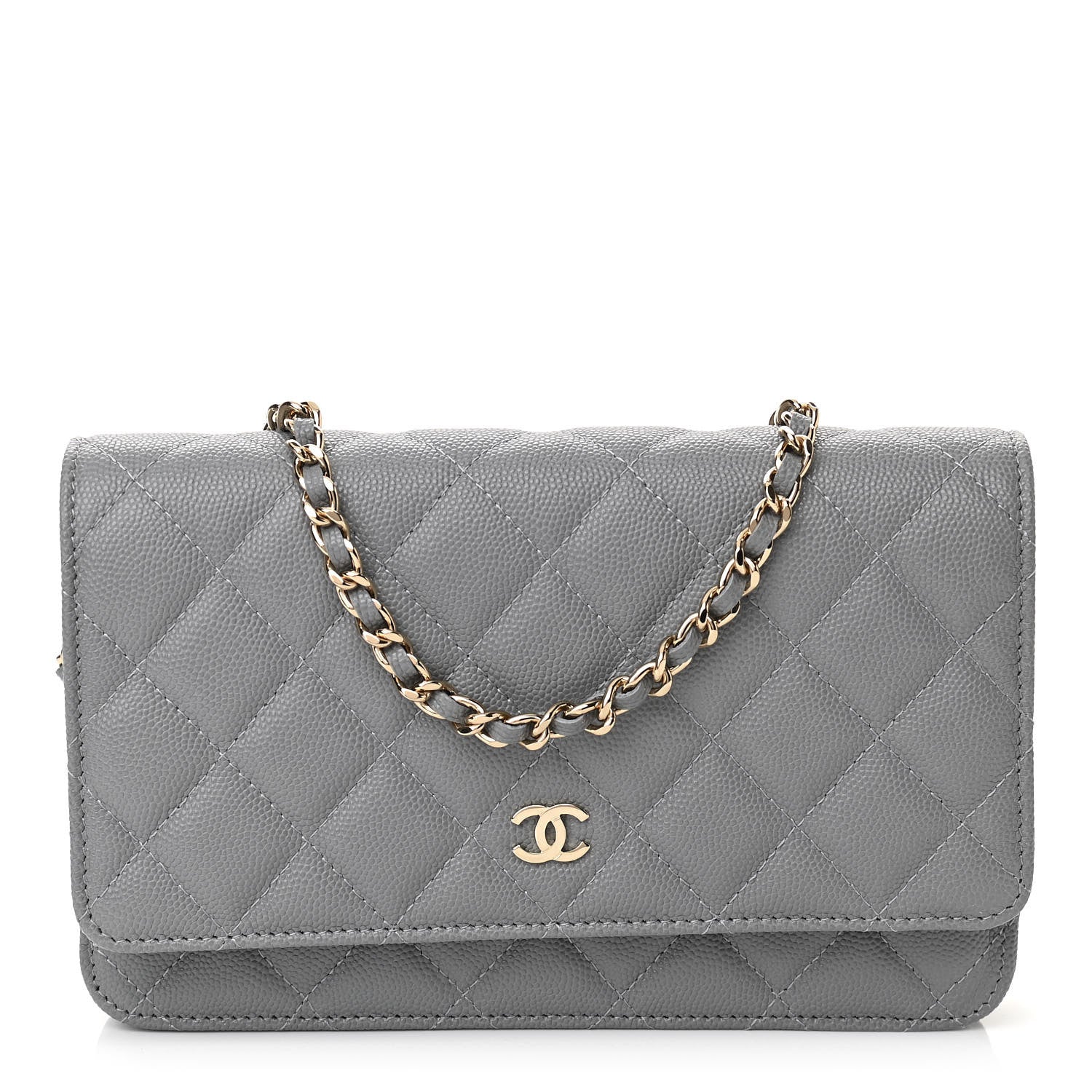 Chanel Caviar Quilted Wallet On Chain WOC Grey 1 of 12