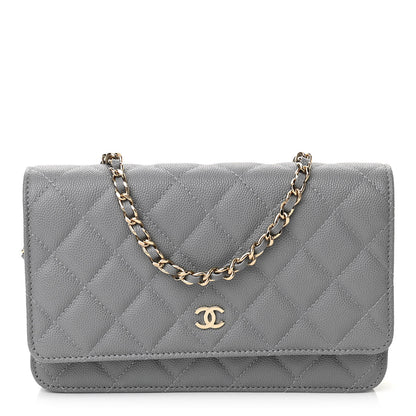 Chanel Caviar Quilted Wallet On Chain WOC Grey 1 of 12