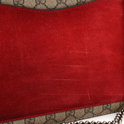 Gucci GG Supreme Monogram Suede Cudu Medium Dionysus Shoulder Bag Beige Ebony Vulcanic Red 12 of 18