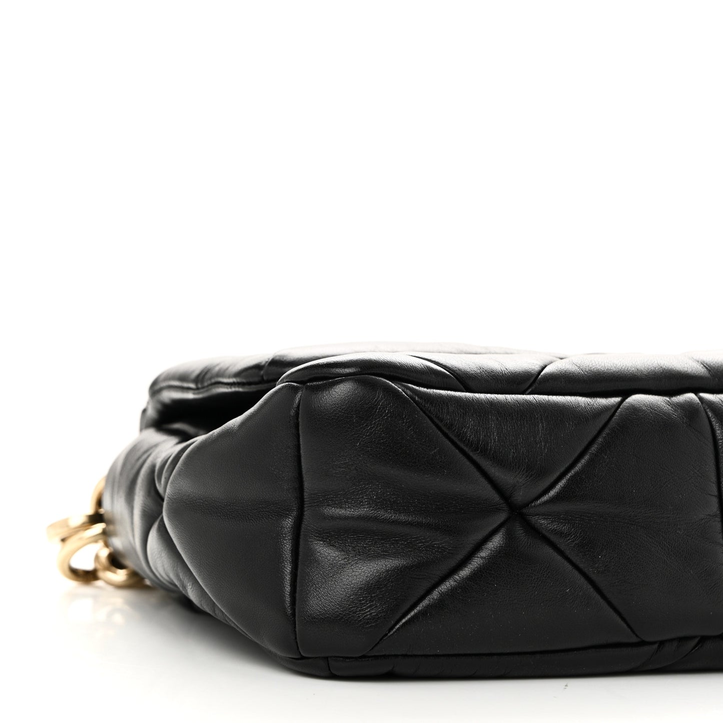 Nappa Re-Nylon Triangle Quilted Patchwork System Flap Shoulder Bag Black