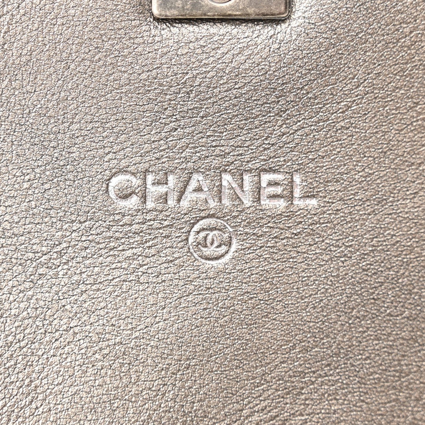 Metallic Calfskin Quilted Mini Coco Mail Clutch Ruthenium