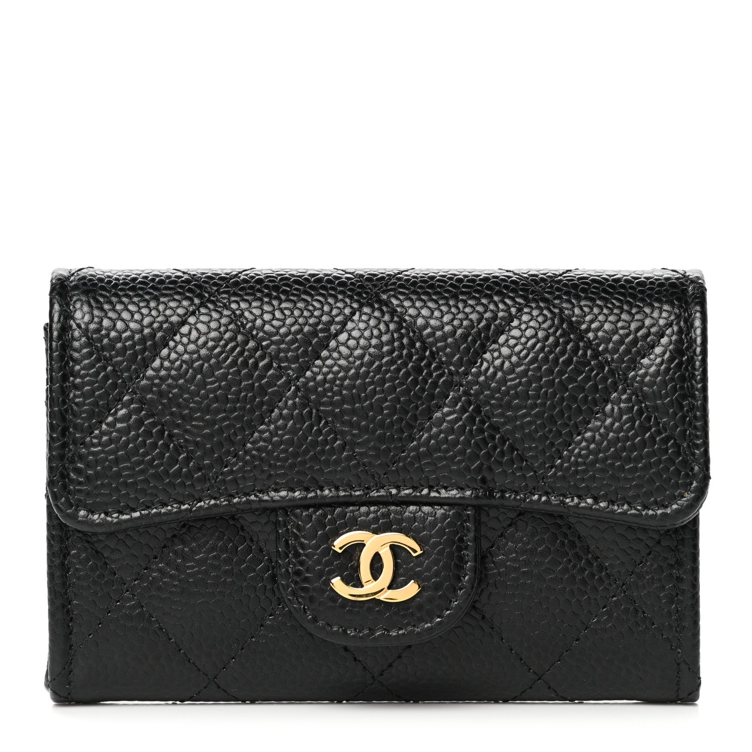 Chanel Caviar Quilted Flap Card Holder Wallet Black 1 of 9