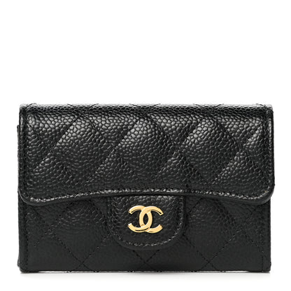 Chanel Caviar Quilted Flap Card Holder Wallet Black 1 of 9