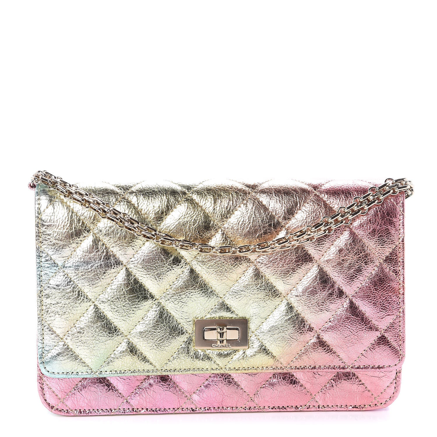 Chanel Metallic Goatskin Quilted 2.55 Reissue Wallet on Chain WOC Multicolor 1 of 9