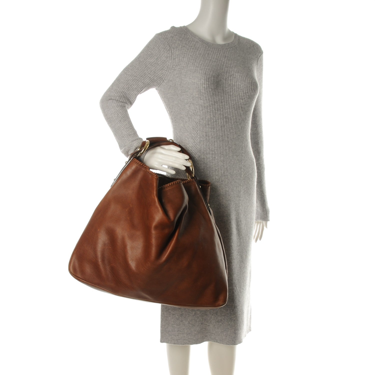 Gucci Calfskin Large Horsebit Chain Hobo Brown 2 of 8