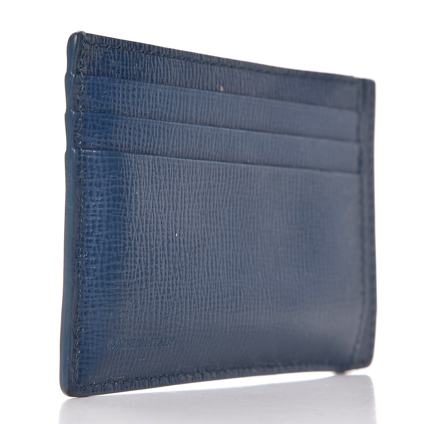 London Grainy Calfskin Bernie Credit Card Case Mineral Blue