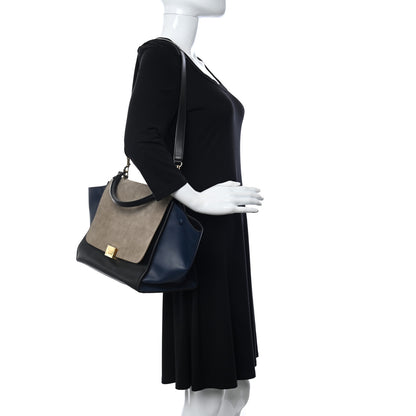 Celine Calfskin Suede Medium Tri-Color Trapeze Grey 2 of 13