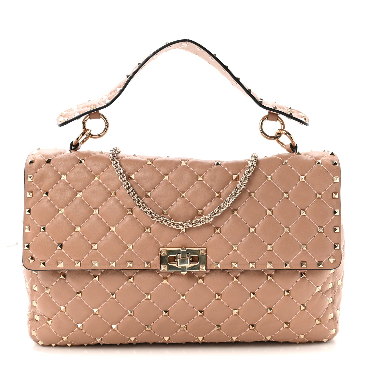 Nappa Large Rockstud Spike Shoulder Bag Poudre