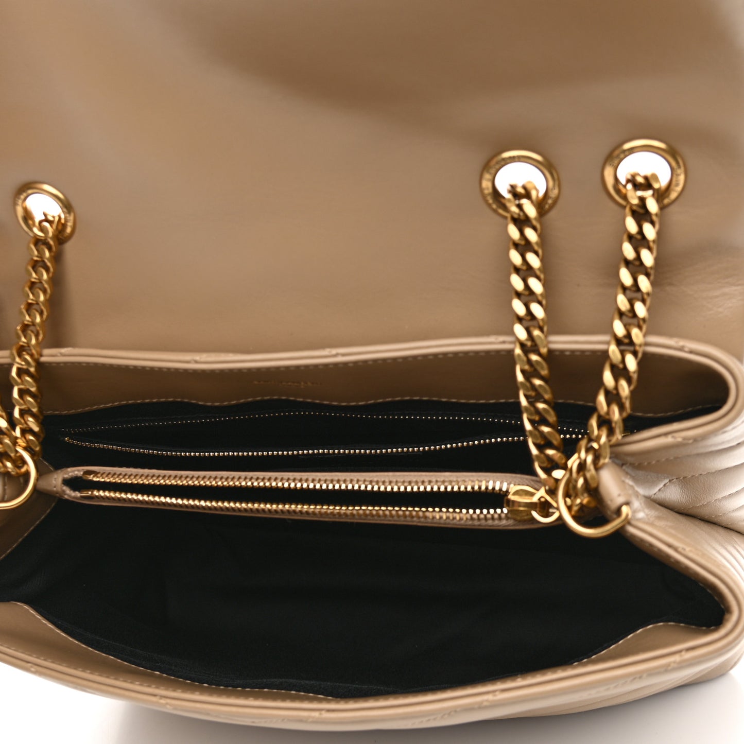 Calfskin Y Quilted Monogram Medium Loulou Chain Satchel Dark Latte