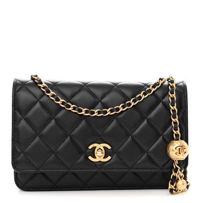 Chanel Lambskin Quilted Pearl Crush Wallet On Chain WOC Black 1 of 13