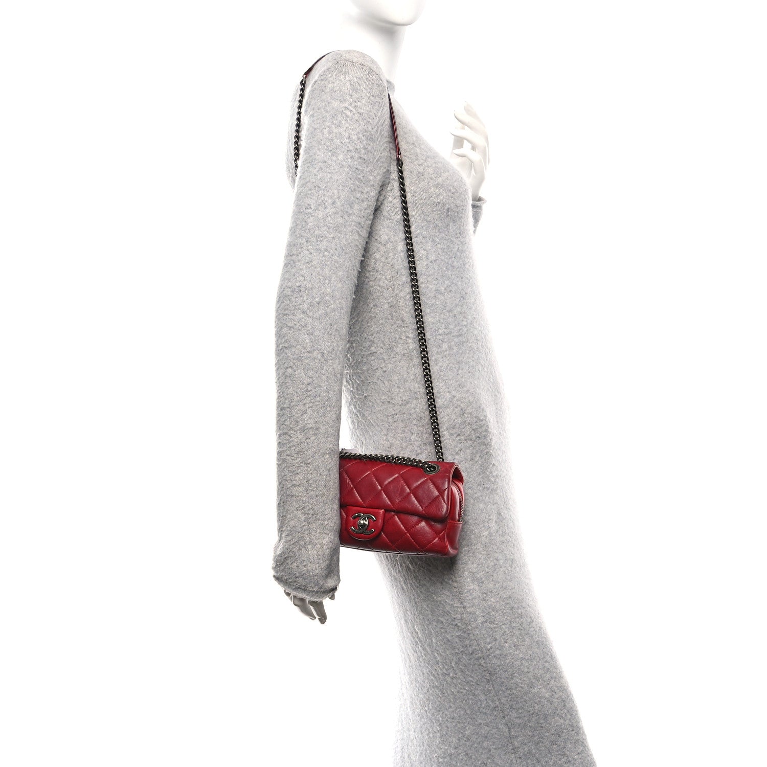 Chanel Glazed Calfskin Quilted Small Duo Color Flap Red 2 of 10