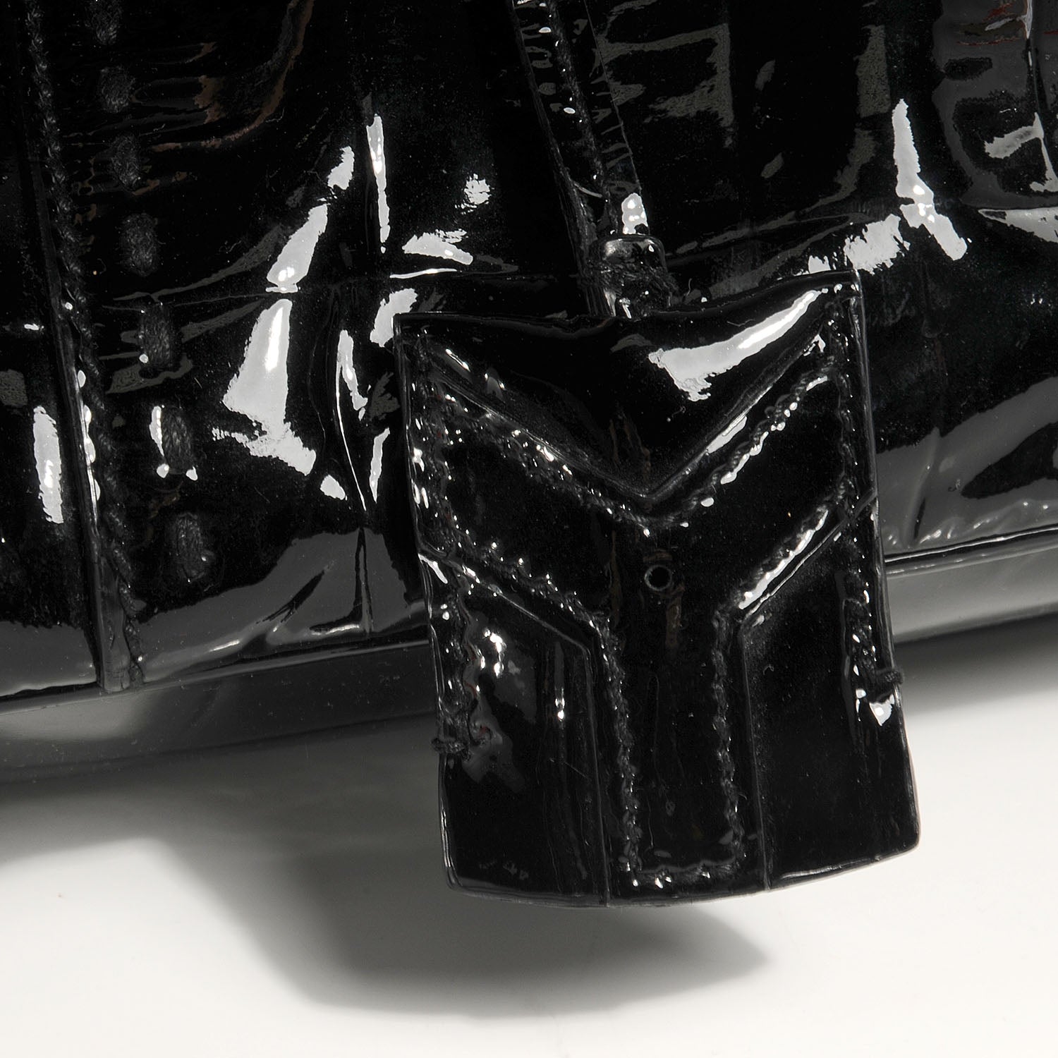 Saint Laurent Patent Croc Oversized Muse Black 12 of 14