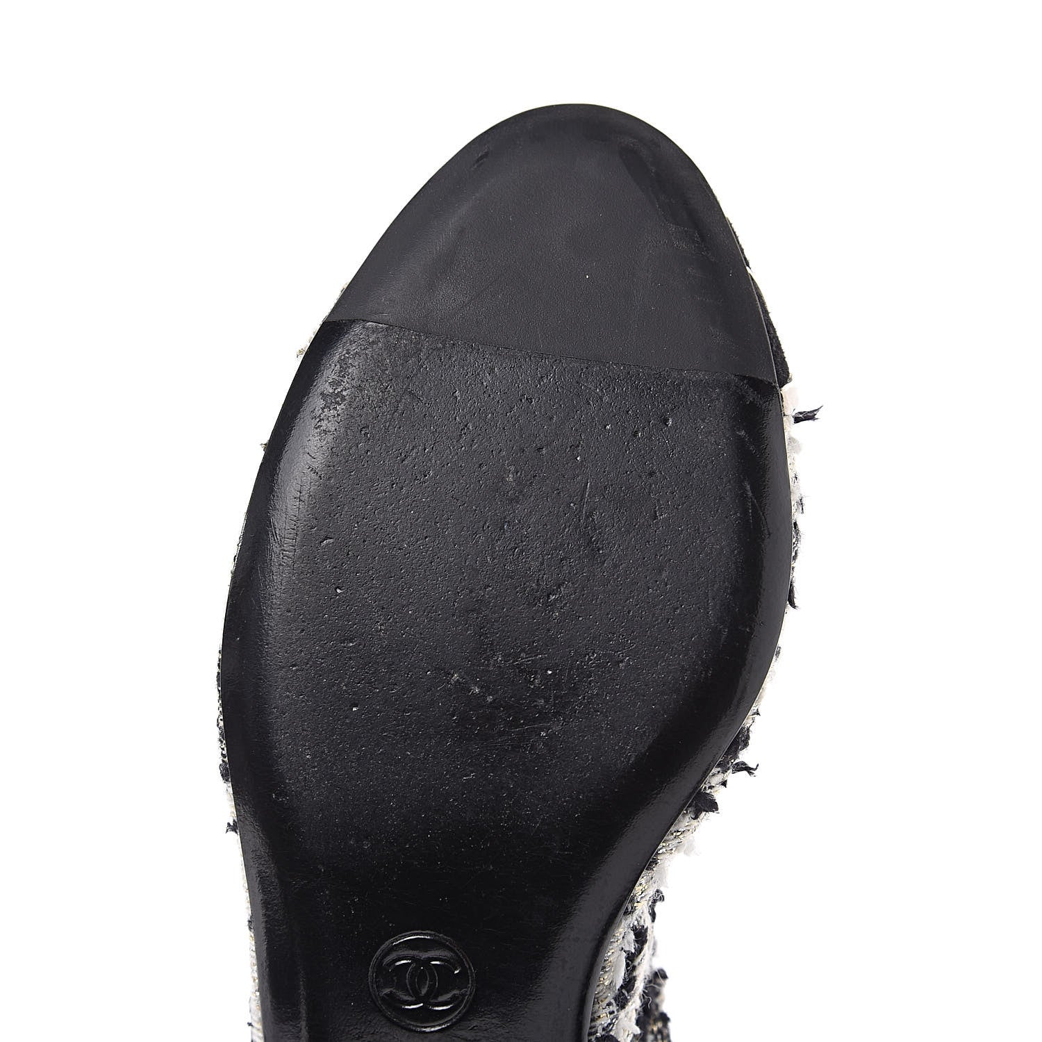 Chanel Tweed CC Elastic Cap Toe Ballerina Flats 35.5 Ecru Black Argent 7 of 9