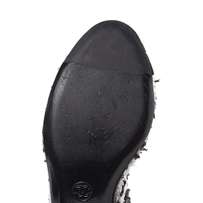 Chanel Tweed CC Elastic Cap Toe Ballerina Flats 35.5 Ecru Black Argent 7 of 9