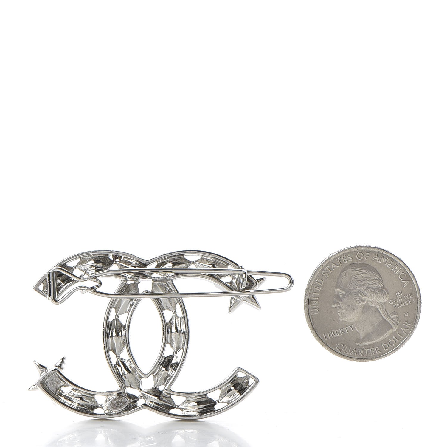 Chanel Crystal Starfall CC Hair Clip Silver 2 of 5