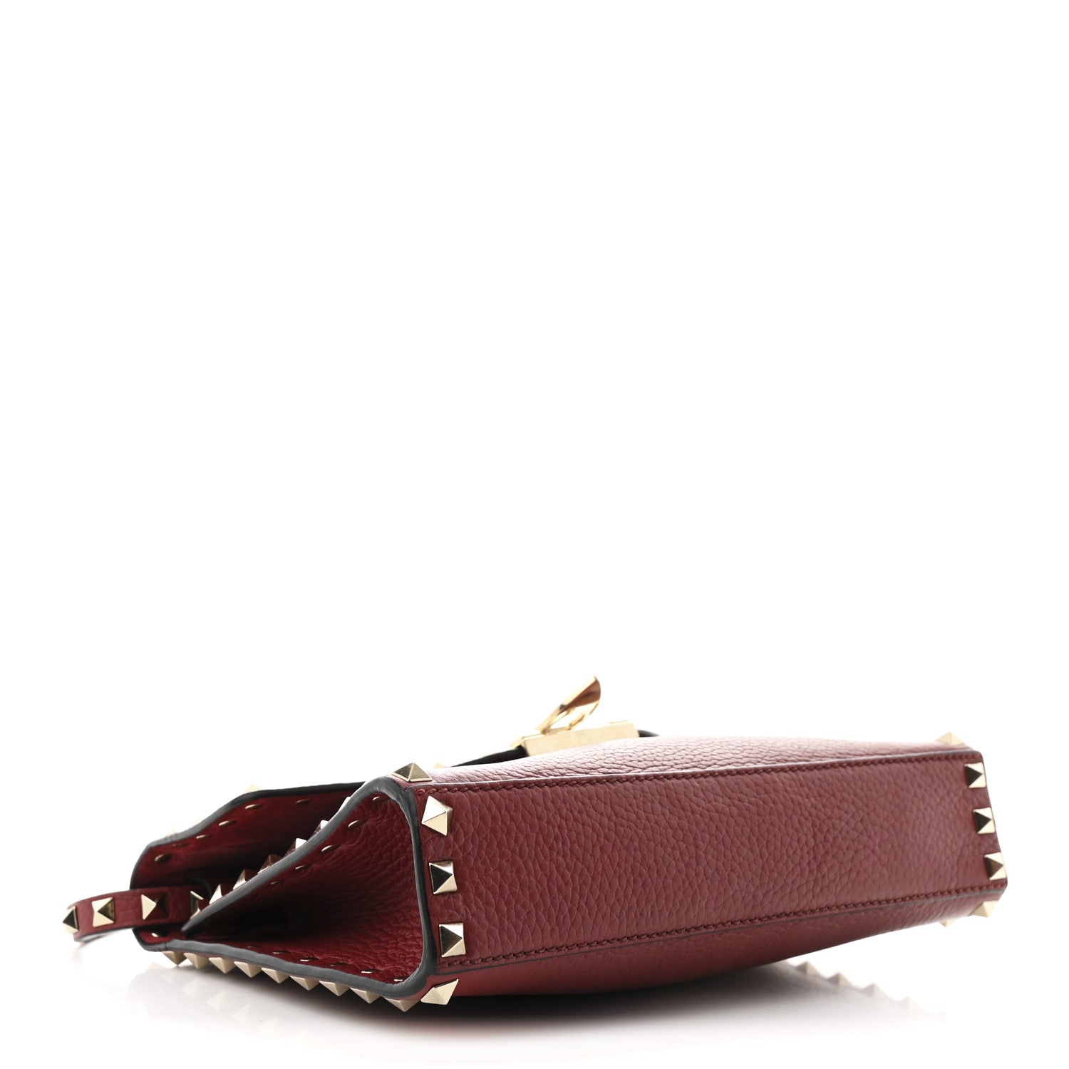 Valentino Garavani Pebbled Calfskin Medium Rockstud Flip Lock Crossbody Bag Rubin 4 of 10