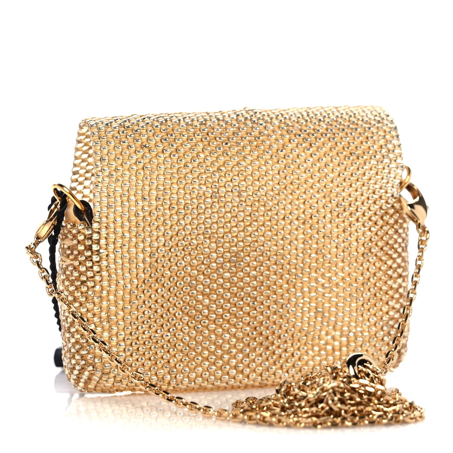 Fendi Glass Vitello King Beaded Mini Pico Baguette Charm Semolino 3 of 8