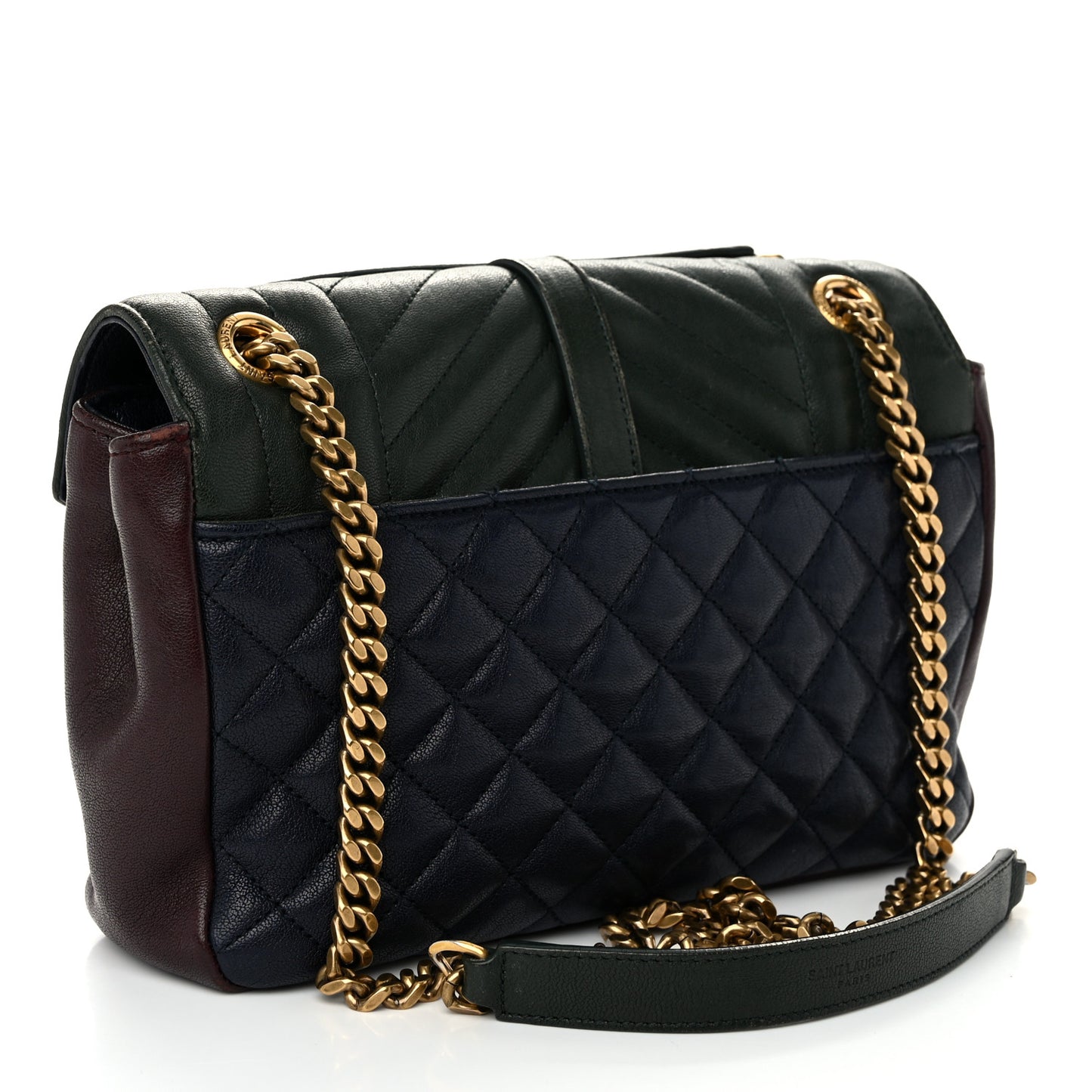 Sheepskin Tri-Color Tri-Quilt Monogram Medium College Bag