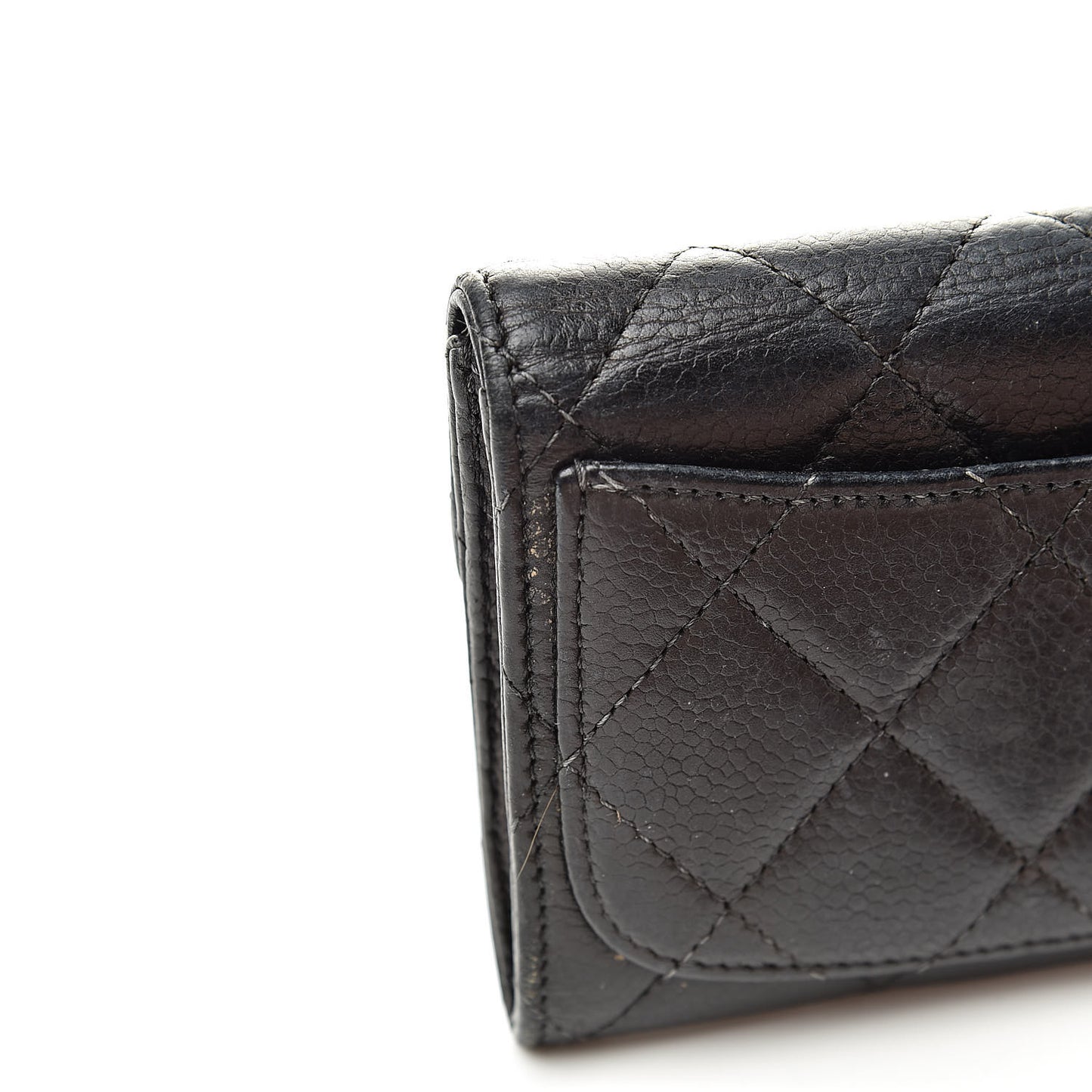 Caviar Quilted Flap Card Holder Black