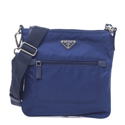 Prada Tessuto Nylon Saffiano Flat Messenger Bag Royal 1 of 10