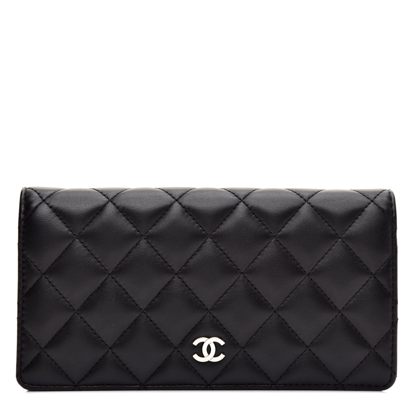 Lambskin Quilted Yen Wallet Black