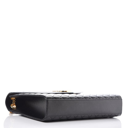 Saint Laurent Grain De Poudre Textured Mixed Matelasse Large Triquilt Monogram Satchel Black 3 of 9