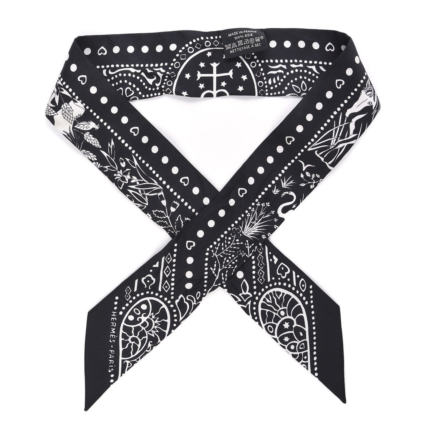 Silk Peuple Du Vent Bandana Twilly Black White