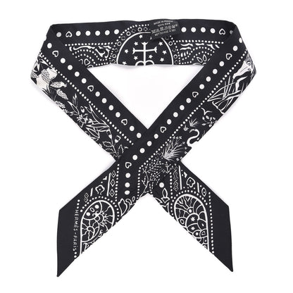Hermes Silk Peuple Du Vent Bandana Twilly Black White 1 of 4