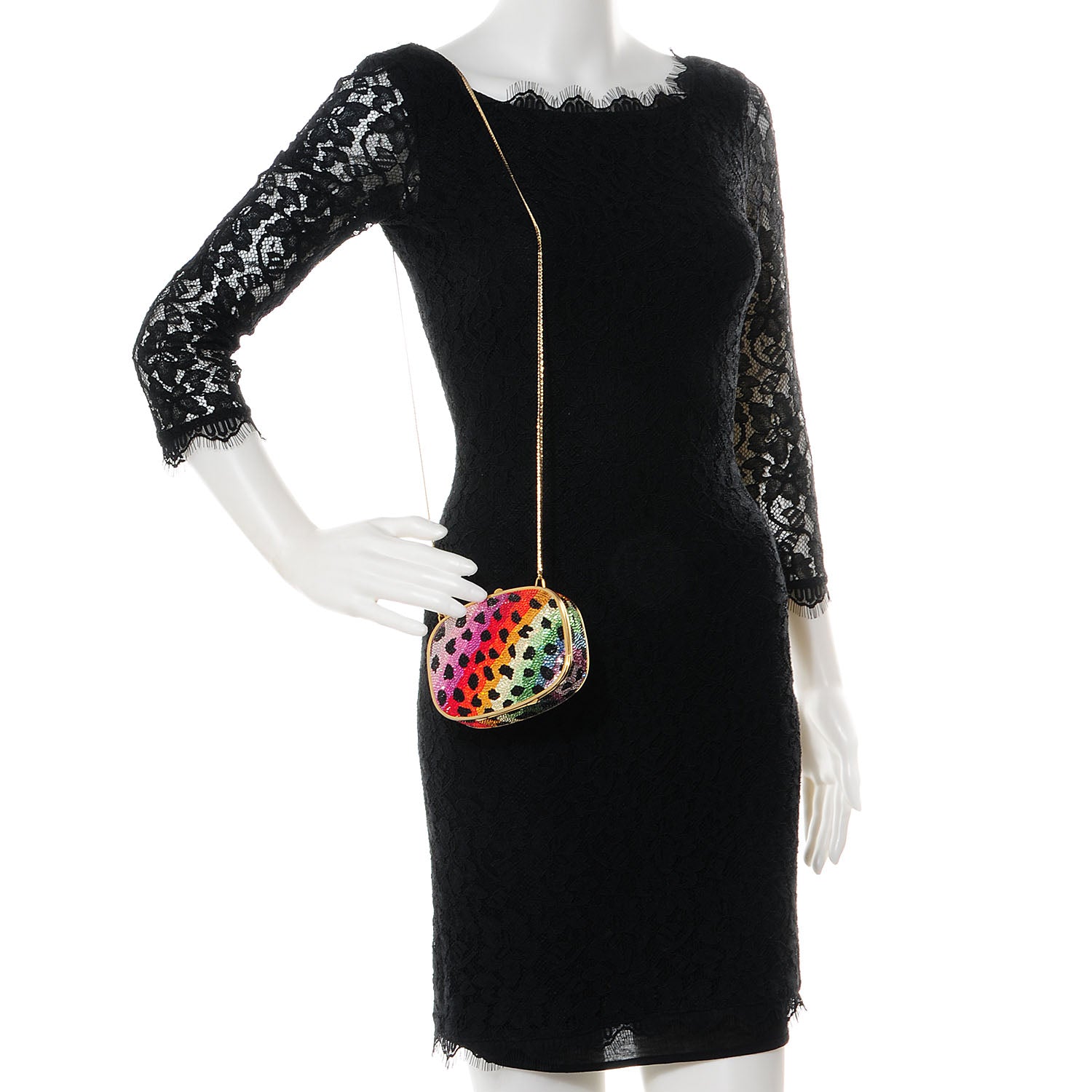 Judith Leiber Swarovski Crystal Leopard Rainbow Clutch 2 of 7