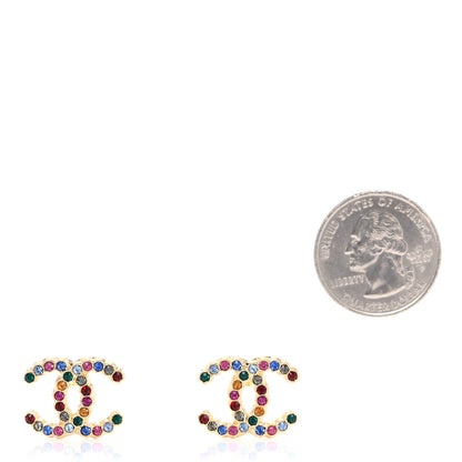 Chanel Crystal Over The Rainbow CC Earrings Gold Multicolor 2 of 4