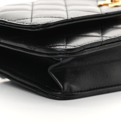 Chanel Lambskin Quilted CC Pearl Crush Wallet on Chain WOC Black 10 of 14