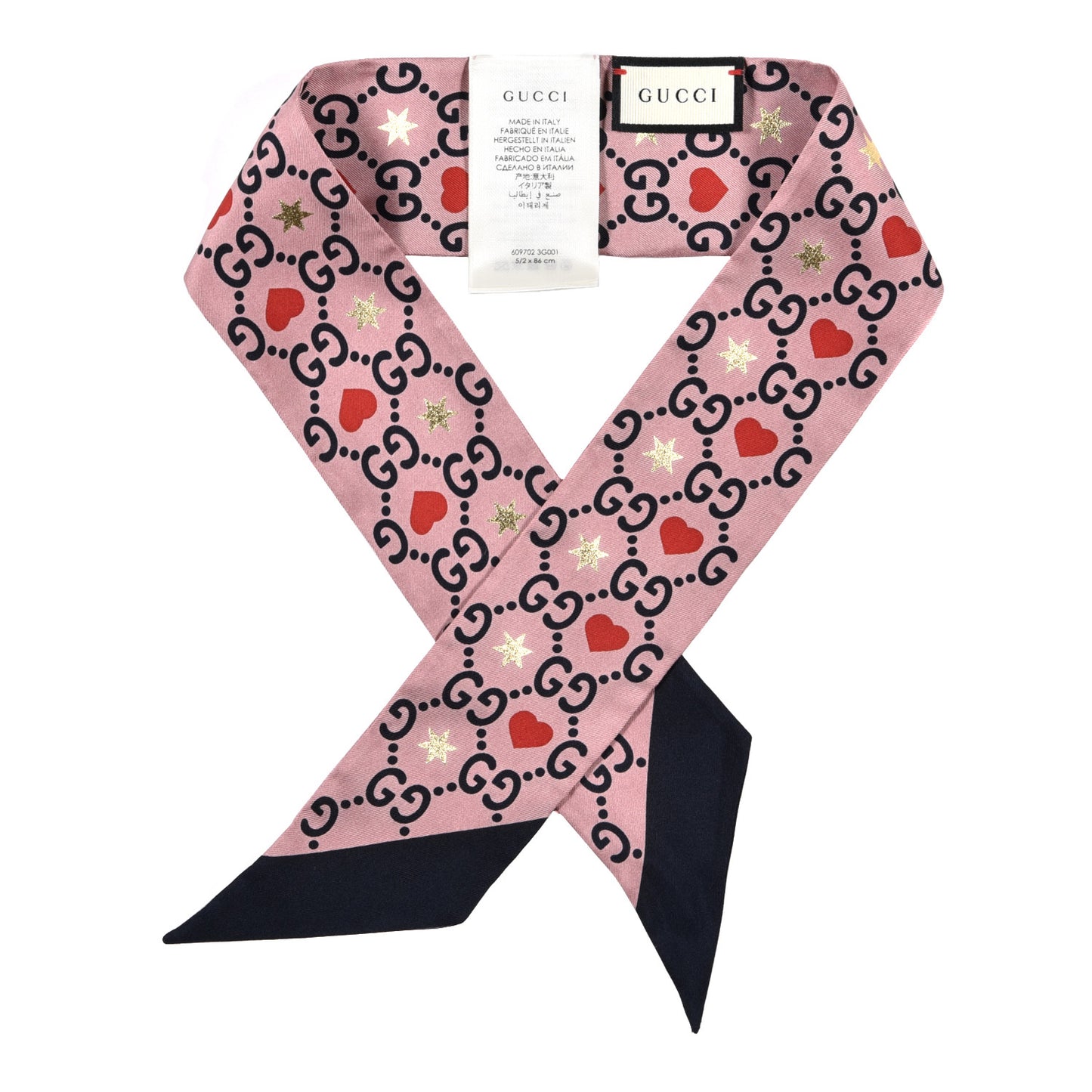 Silk Twill Big Dimmy Neck Bow Scarf Pink Blue