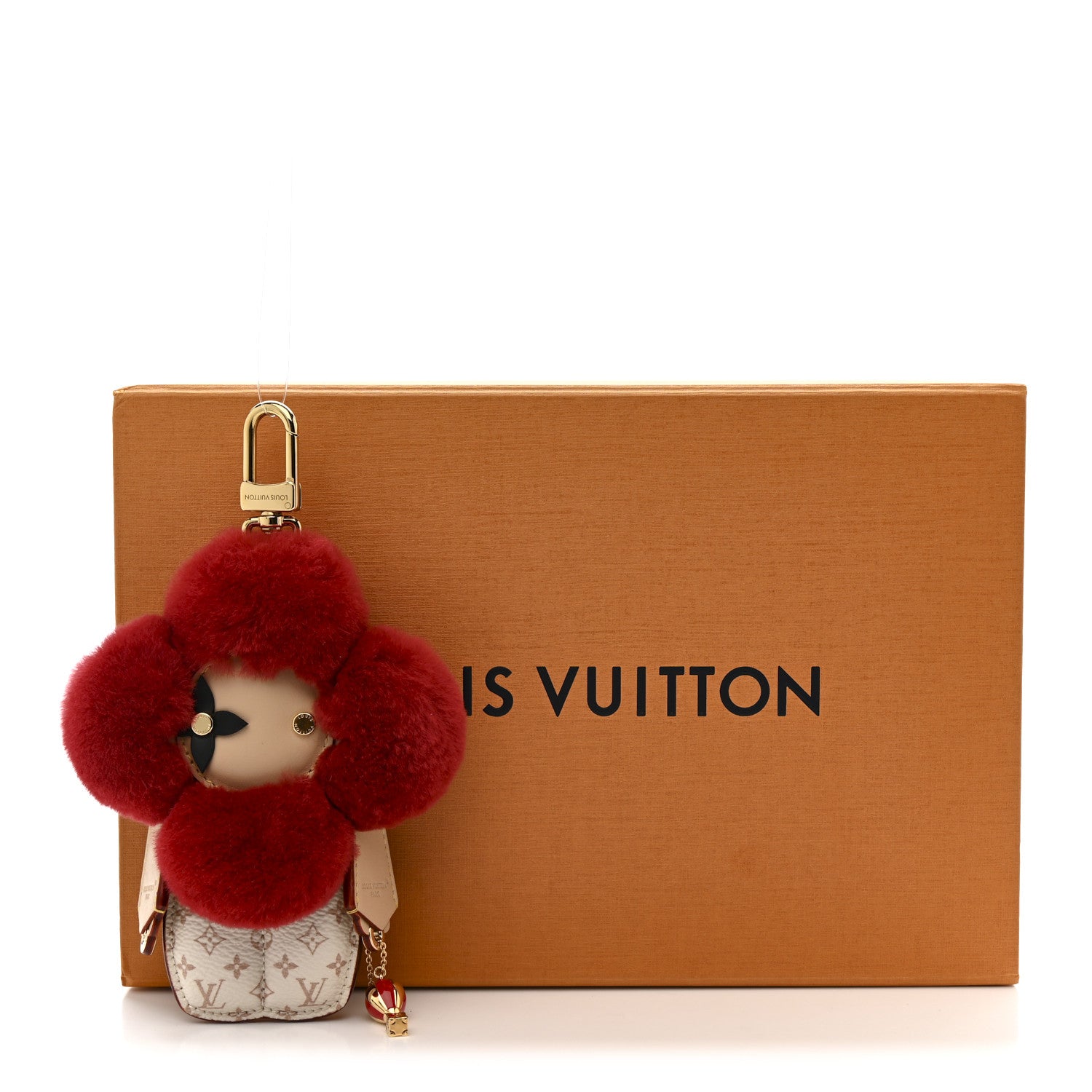 Louis Vuitton Monogram Mink Fur Vivienne Fashionista Bag Charm Key Holder Red Multicolor 7 of 7