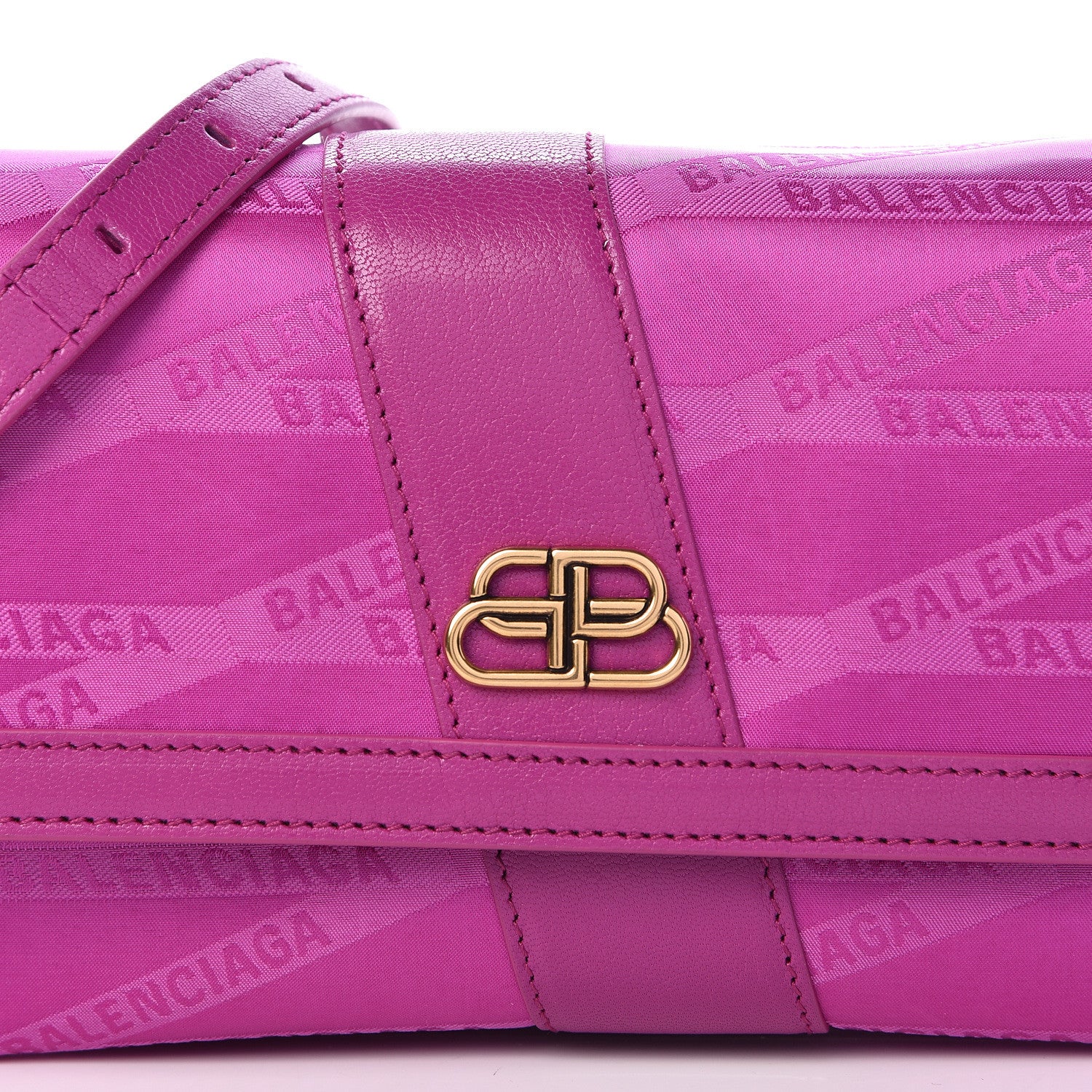 Balenciaga Jacquard Nylon Calfskin Shift Wallet On Strap Pink 8 of 12