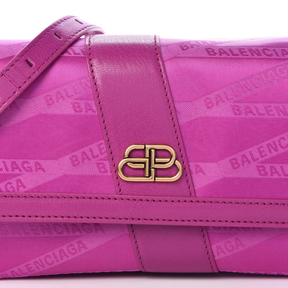 Balenciaga Jacquard Nylon Calfskin Shift Wallet On Strap Pink 8 of 12