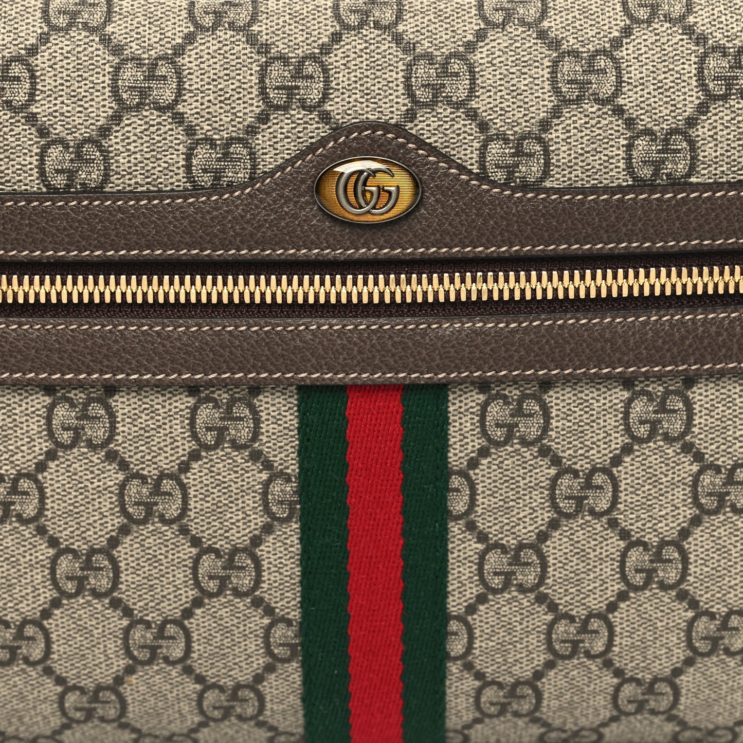 GG Supreme Monogram Web Small Ophidia Shoulder Bag Brown