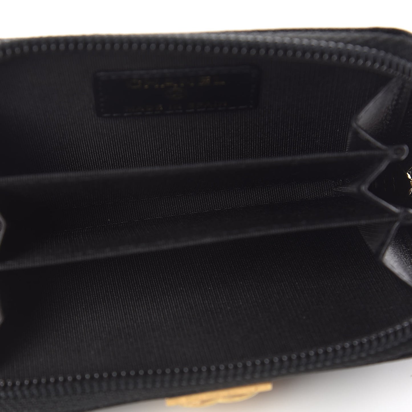 Caviar Quilted Boy Zip Around Coin Purse Wallet Black