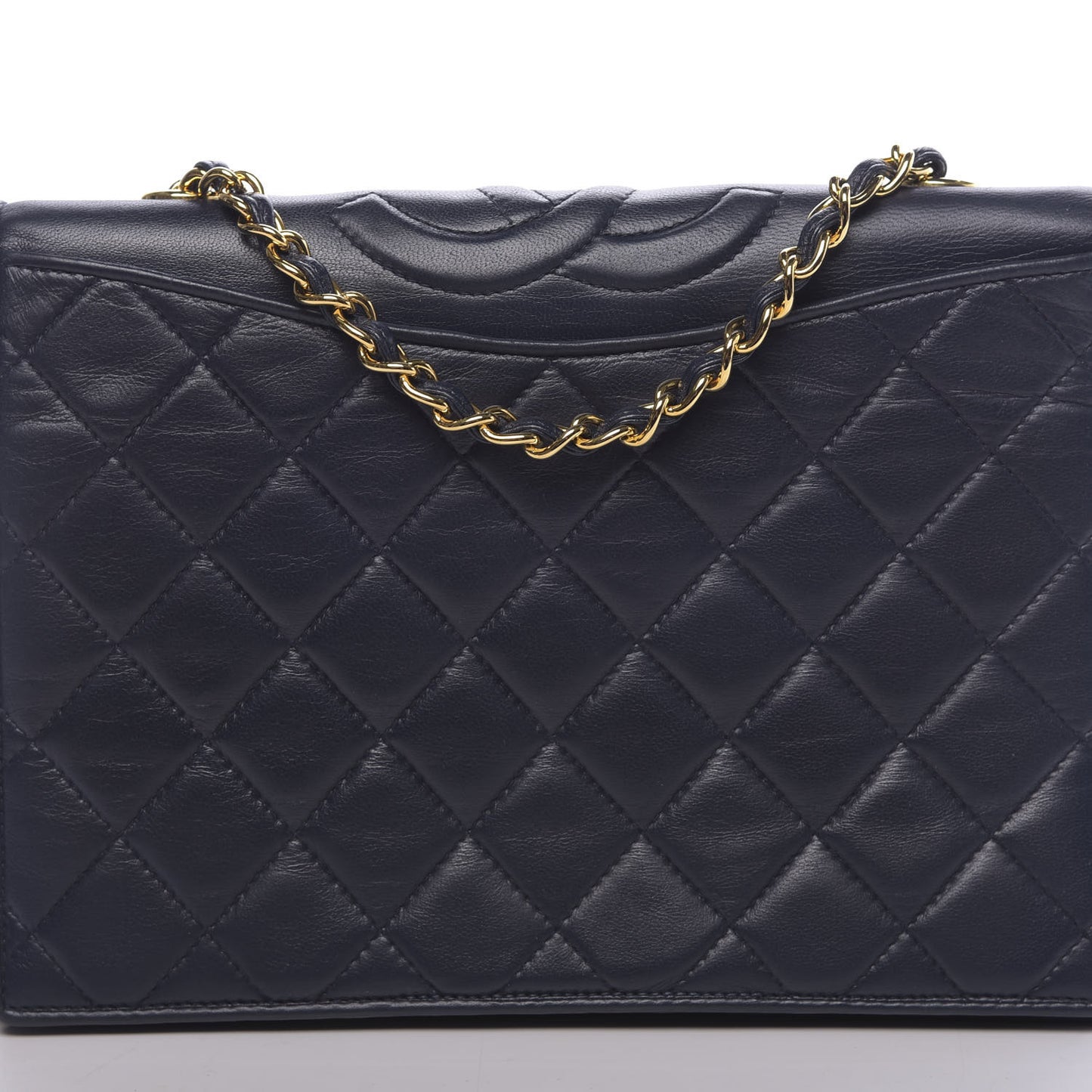 Lambskin Quilted Small CC Single Flap Bag Navy