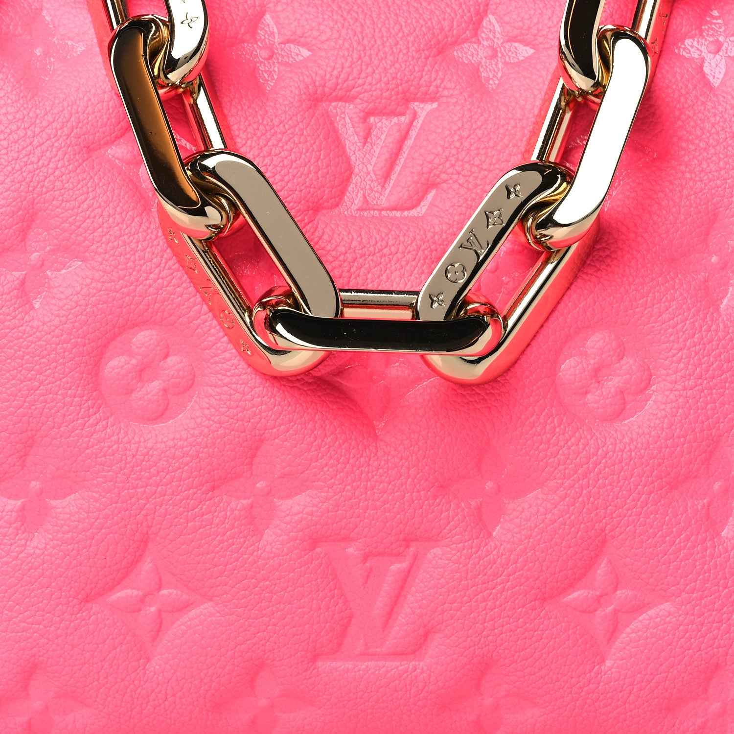 Louis Vuitton Calfskin Embossed Monogram Coussin BB Rose Fluo 7 of 9