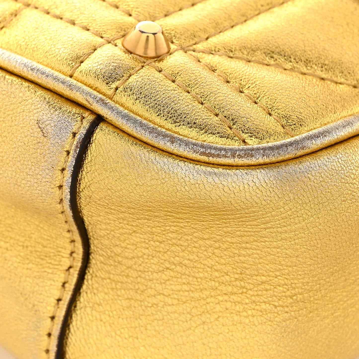 Metallic Calfskin Matelasse Studded Mini Pearly GG Marmont Shoulder Bag Gold