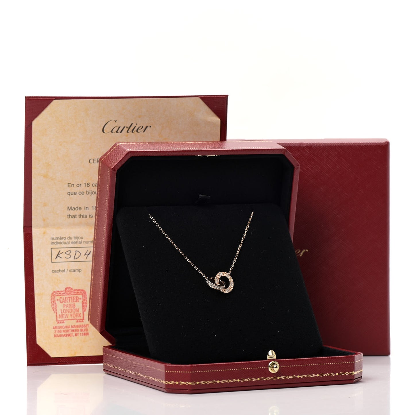 18K Pink Gold Diamond Interlocking LOVE Paved Necklace